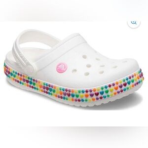 Crocs Kids White Gems Crocband Clogs Sandals Girls Kids Size 1  EUC